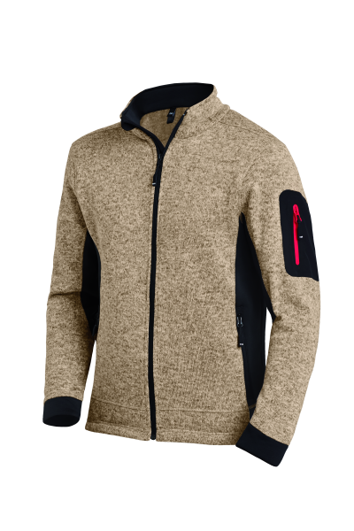 CHRISTOPH Strick-Fleece-Jacke Herren, beige-schwarz